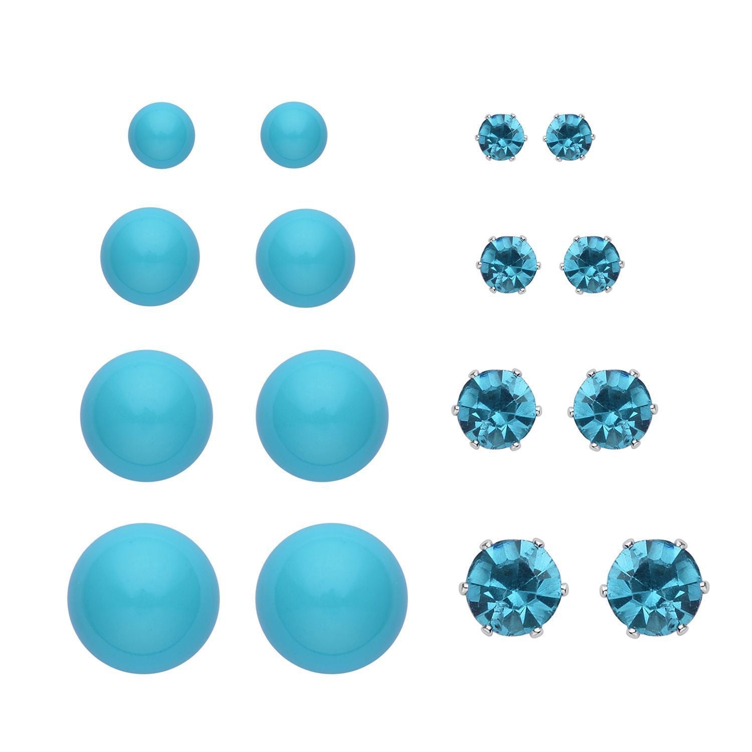 Blauer Muschelkernperle (4-10 mm), Blau Kristall Schmuckset 316L Edelstahl, Nickelfreies Messing