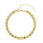9er Set - Goldene Muschelkernperle Armband und Ohrringe (4-10 mm), Gelber Kristall, 316L Edelstahl Gelb, Nickelfreies Messing, Goldfarben