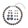 Mehrfarbige Muschelperlen (4-10 mm), Mysticher regenbogen kristall Schmuckset 316L Edelstahl, Nickelfreies Messing