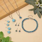Blauer Muschelkernperle (8-12 mm), Blau Kristall Schmuckset 316L Edelstahl, Nickelfreies Messing
