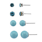 Blauer Muschelkernperle (8-12 mm), Blau Kristall Schmuckset 316L Edelstahl, Nickelfreies Messing