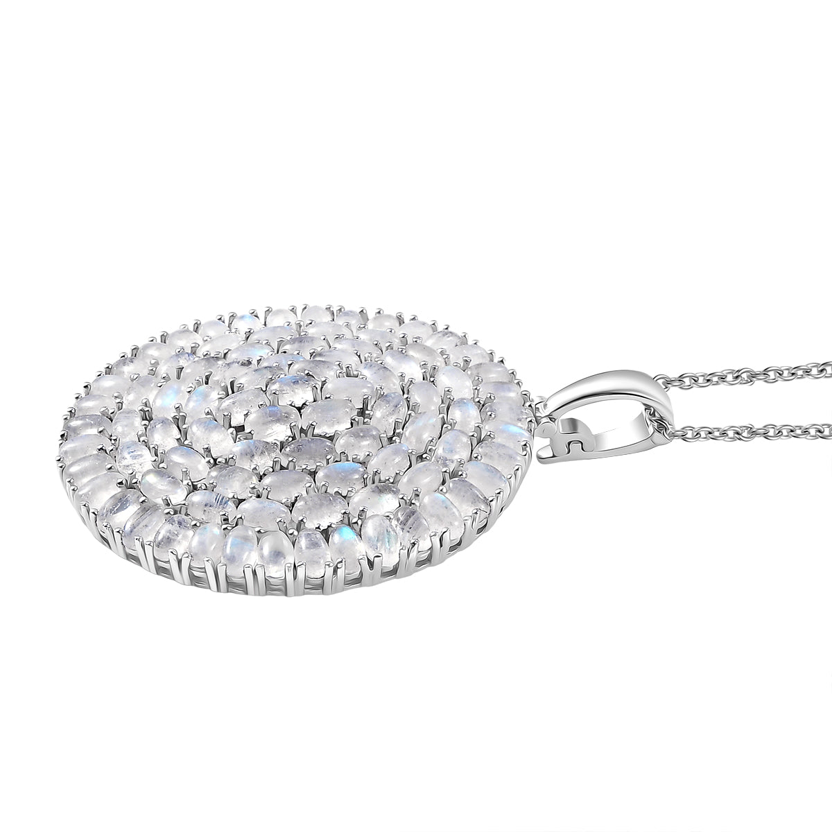 D'Joy Meetiyagoda Regenbogen Mondstein Anhänger mit Kette, ca. 50 cm 925 Silber rhodiniert ca. 26.01 ct