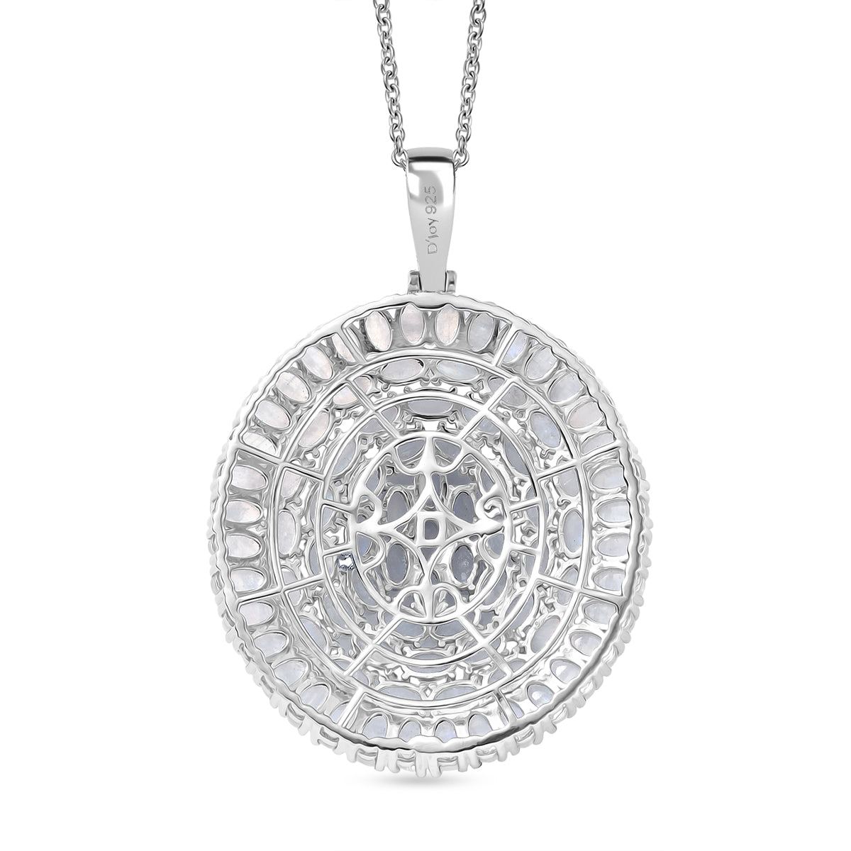 D'Joy Meetiyagoda Regenbogen Mondstein Anhänger mit Kette, ca. 50 cm 925 Silber rhodiniert ca. 26.01 ct