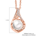 EVER TRUE Pfirsich-Süßwasser Perle (9-9.5 mm), Weißer Zirkon Anhänger, roséfarbenes nickelfreies Messing, 316L Edelstahlkette 50 cm