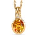 EVER TRUE Sphaleros Quarz, Weißer Zirkon Anhänger, goldfarbenes nickelfreies Messing, 316L Edelstahlkette 50 cm, ca. 3.19 ct