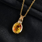 EVER TRUE Sphaleros Quarz, Weißer Zirkon Anhänger, goldfarbenes nickelfreies Messing, 316L Edelstahlkette 50 cm, ca. 3.19 ct
