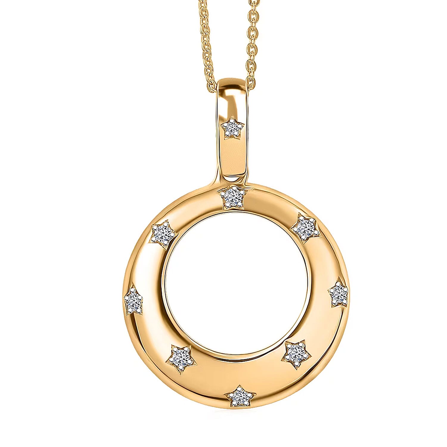 D'Joy Lab Grown Diamant SI-GH Schmuckset ca. 50 cm 925 Silber 750 Gelbgold vermeil ca. 0.15 ct