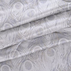 SERENITY NIGHT High-Tech Cooling-Steppdecken-Set mit edler, temperaturregulierender Maulbeeren-Seiden-Füllung und MOP Knöpfe, 135x200 - 40x80 cm, Pfau, Silber