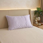SERENITY NIGHT High-Tech Cooling-Steppdecken-Set mit edler, temperaturregulierender Maulbeeren-Seiden-Füllung und MOP Knöpfe, 135x200 - 40x80 cm, Flieder
