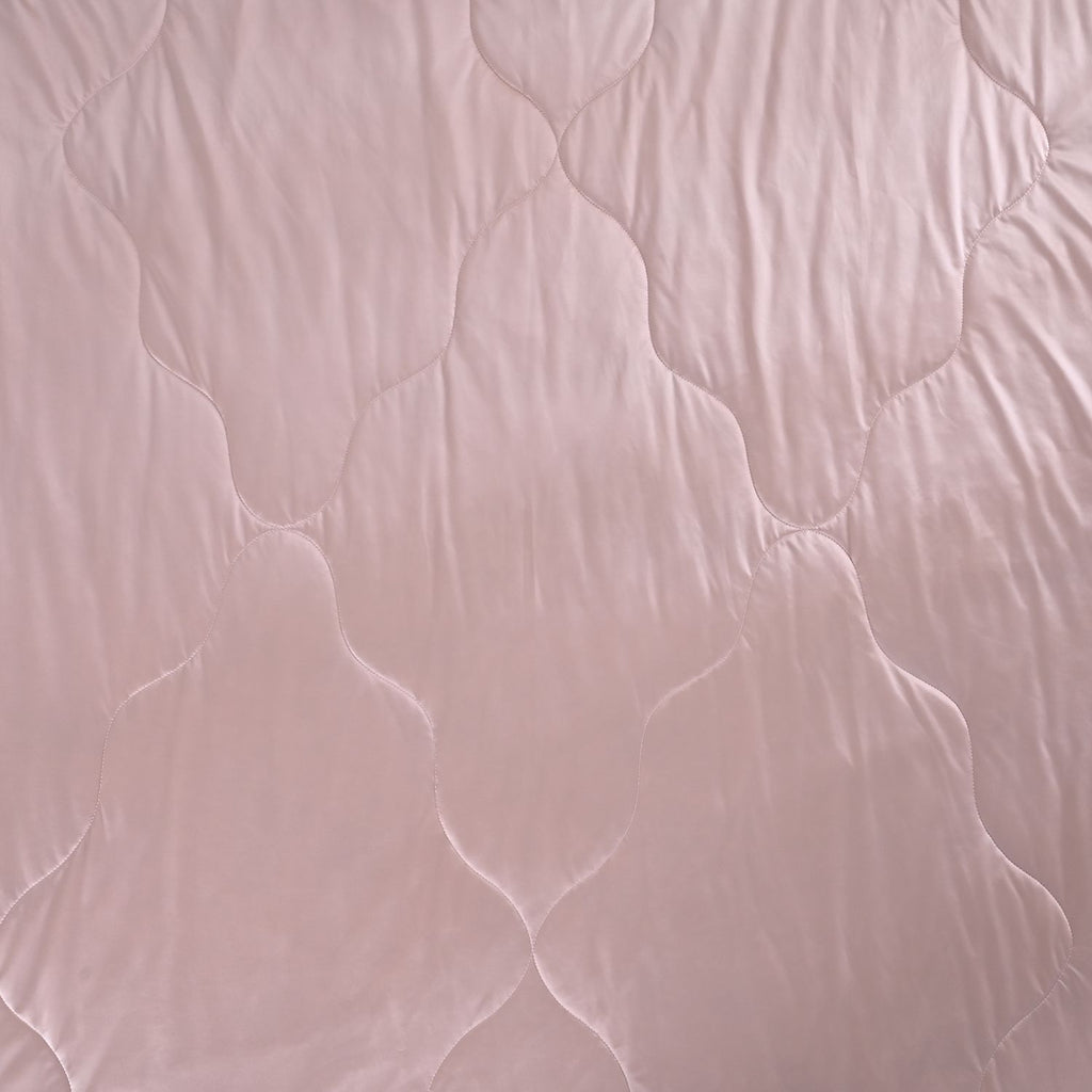 SERENITY NIGHT High-Tech Cooling-Steppdecken-Set mit edler, temperaturregulierender Maulbeeren-Seiden-Füllung und MOP Knöpfe, 135x200 - 40x80 cm, Rosa