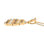 GP Art Deco Kollektion - Weißer Zirkon Anhänger mit Kette, ca. 50 cm 925 Silber 750 Gelbgold Vermeil ca. 6.32 ct