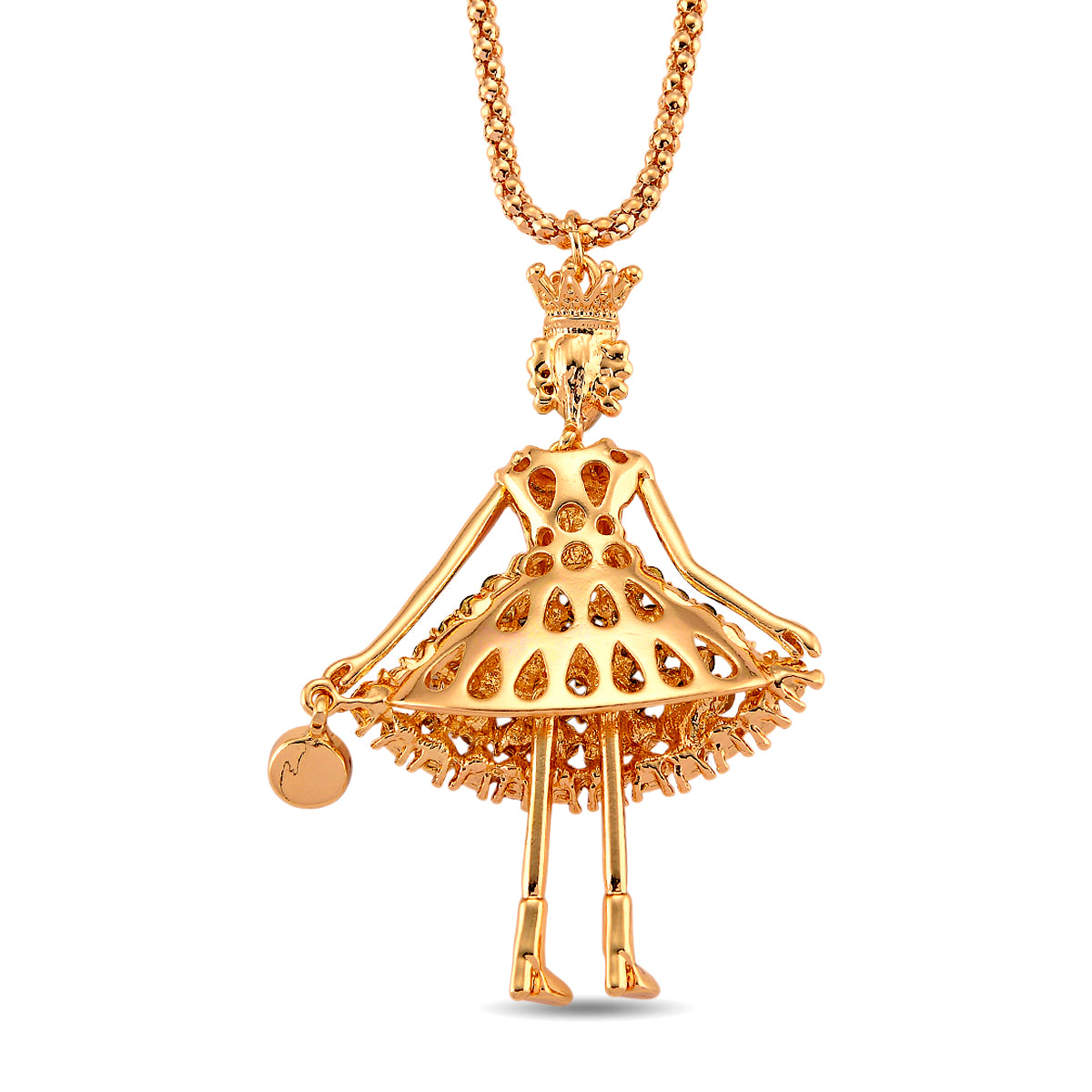 Mehrfarbiger Kristall Ballerina Anhänger mit Kette ca. 63.5 cm + 5 cm Extender, Legierung emailliert, Legierung Gelb