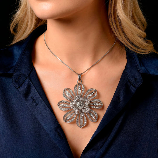 Weißer Kristall Anhänger mit Kette ca. 63.5 cm + 5 cm Extender