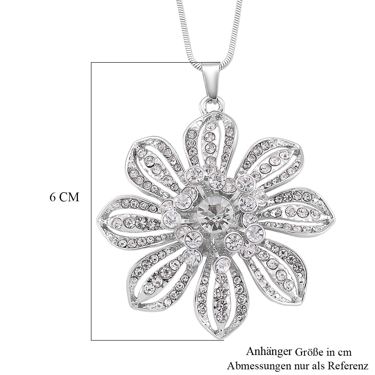 Weißer Kristall Anhänger mit Kette ca. 63.5 cm + 5 cm Extender