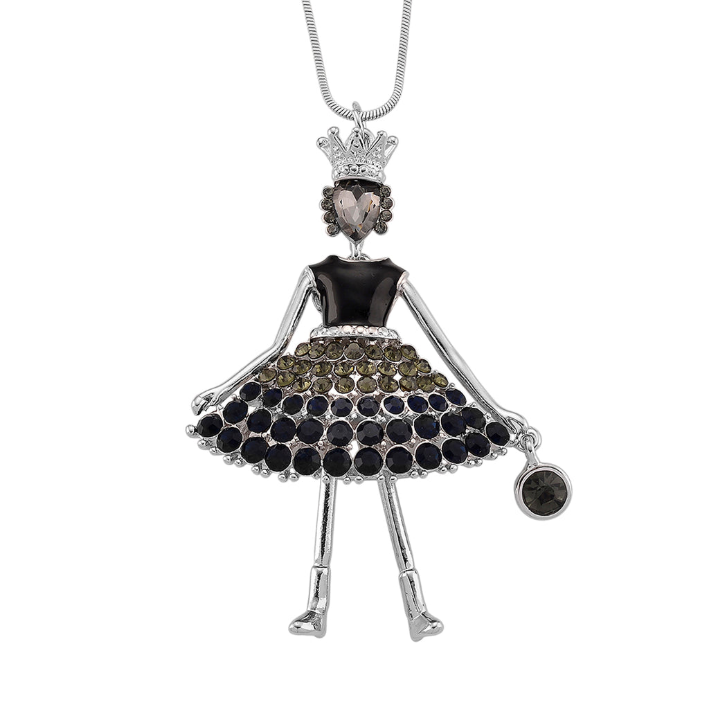 Mehrfarbiger Kristall Ballerina Anhänger mit Kette ca. 63.5 cm + 5 cm Extender, Legierung, Legierung emailliert
