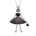 Mehrfarbiger Kristall Ballerina Anhänger mit Kette ca. 63.5 cm + 5 cm Extender, Legierung, Legierung emailliert