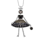 Mehrfarbiger Kristall Ballerina Anhänger mit Kette ca. 63.5 cm + 5 cm Extender, Legierung, Legierung emailliert