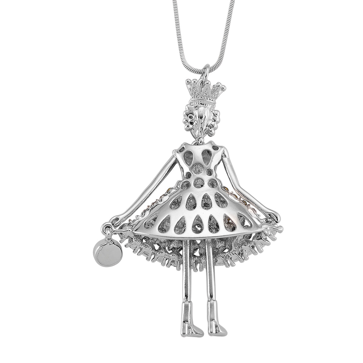 Mehrfarbiger Kristall Ballerina Anhänger mit Kette ca. 63.5 cm + 5 cm Extender, Legierung, Legierung emailliert