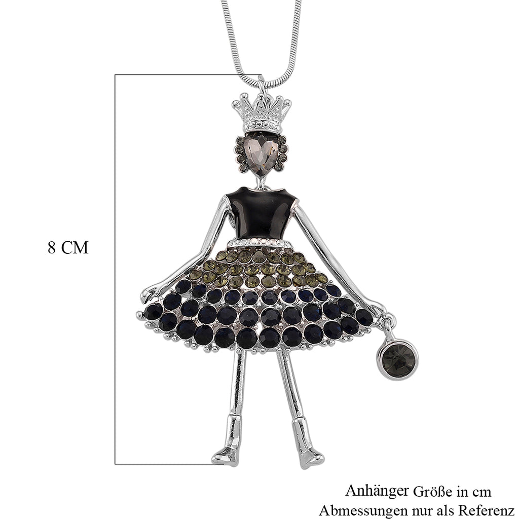 Mehrfarbiger Kristall Ballerina Anhänger mit Kette ca. 63.5 cm + 5 cm Extender, Legierung, Legierung emailliert