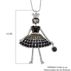 Mehrfarbiger Kristall Ballerina Anhänger mit Kette ca. 63.5 cm + 5 cm Extender, Legierung, Legierung emailliert
