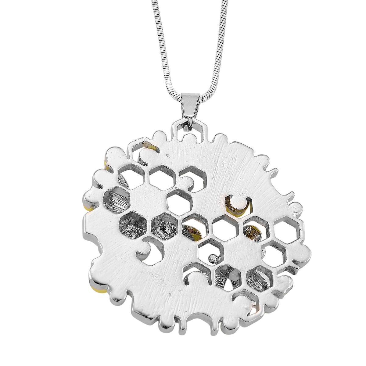 Mystischer Weißer Kristall, Kunststoff Perle Anhänger mit Kette ca. 63.5 cm + 5 cm Extender, Legierung, Legierung emailliert