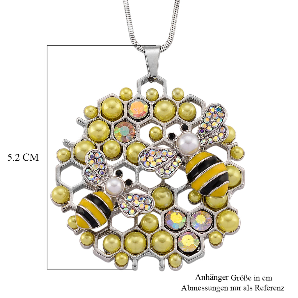 Mystischer Weißer Kristall, Kunststoff Perle Anhänger mit Kette ca. 63.5 cm + 5 cm Extender, Legierung, Legierung emailliert