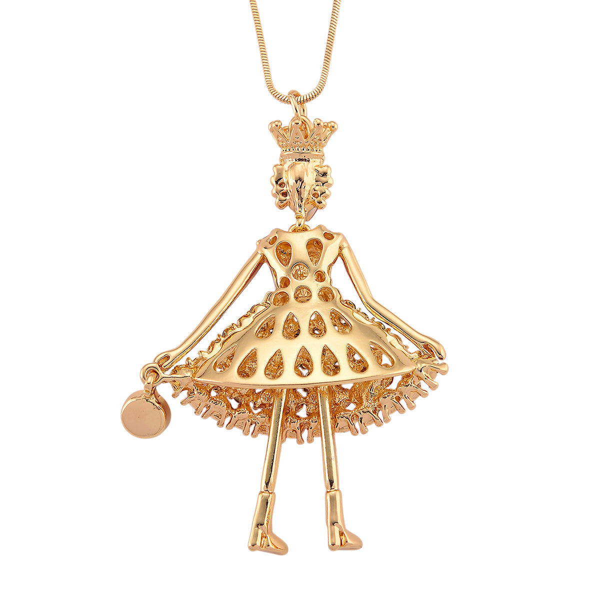 Mehrfarbiger Kristall Ballerina Anhänger mit Kette ca. 63.5 cm + 5 cm Extender, Legierung emailliert, Legierung Gelb
