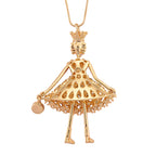 Mehrfarbiger Kristall Ballerina Anhänger mit Kette ca. 63.5 cm + 5 cm Extender, Legierung emailliert, Legierung Gelb
