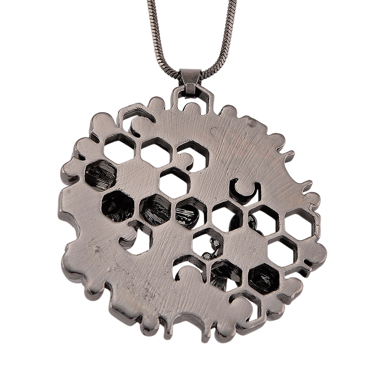 Schwarze Kristall, Kunststoff Perle Anhänger mit Kette ca. 63.5 cm + 5 cm Extender, Legierung emailliert, Legierung Schwarz