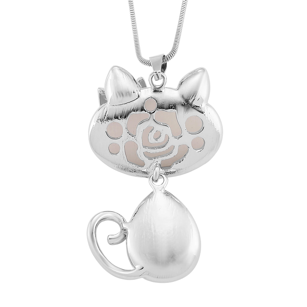 Erstellt weißes Katzenaugen, Rosa Kristall Anhänger mit Kette ca. 63.5 cm + 5 cm Extender