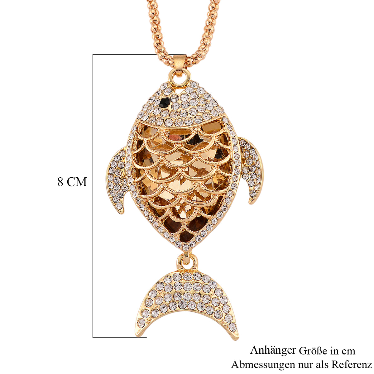 Mehrfarbiger Kristall Anhänger mit Kette ca. 63.5 cm + 5 cm Extender, Legierung Gelb