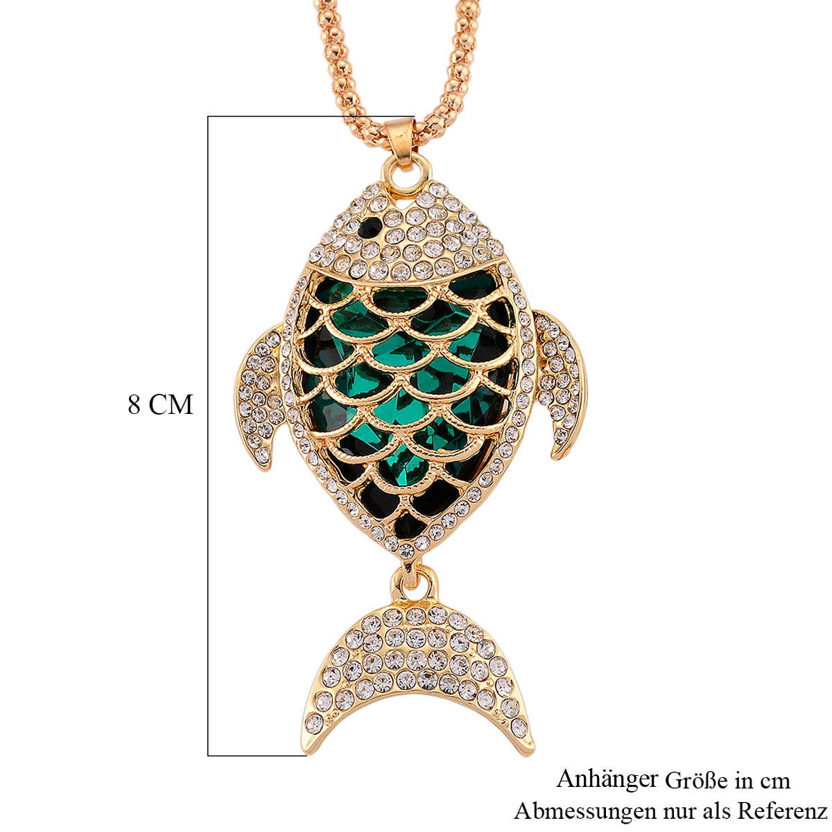 Mehrfarbiger Kristall Anhänger mit Kette ca. 63.5 cm + 5 cm Extender, Legierung Gelb