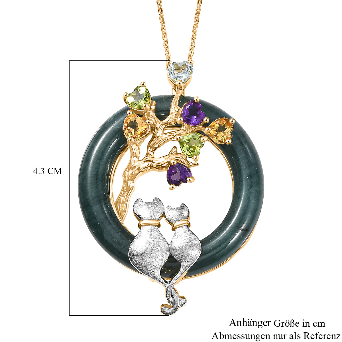GP - Olmek Jade, Himmelblauer Topas Schmuckset ca. 50 cm 925 Silber 750 Gelbgold Vermeil ca. 27.47 ct