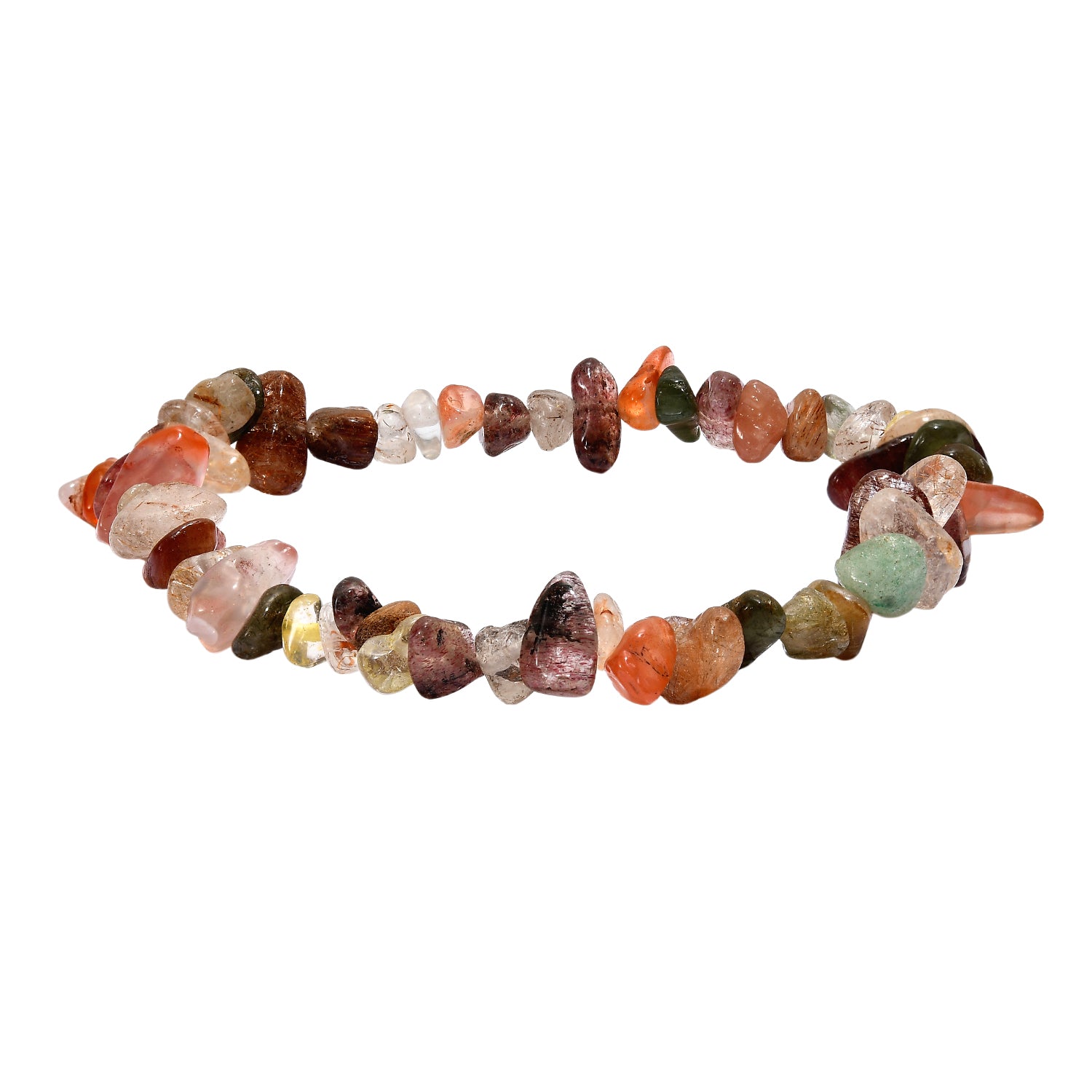 5er Set - Nephrit, Rosenquarz, Erdbeer Quarz, Mehrfarbiger Rutilquarz, Sonnenstein Armband flexibles ca. 7.5 cm, ca. 320.00 ct
