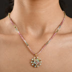 D'Joy Mehrfarbig-Turmalin, Natürlicher, äthiopischer Welo Opal Schmuckset ca. 45 cm 925 Silber 750 Gelbgold Vermeil ca. 31.97 ct