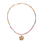 D'Joy Mehrfarbig-Turmalin, Natürlicher, äthiopischer Welo Opal Schmuckset ca. 45 cm 925 Silber 750 Gelbgold Vermeil ca. 31.97 ct