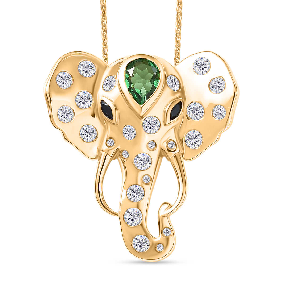 GP - Chartreuse Quarz, Weißer Zirkon Schmuckset ca. 50 cm 925 Silber 750 Gelbgold Vermeil ca. 2.67 ct