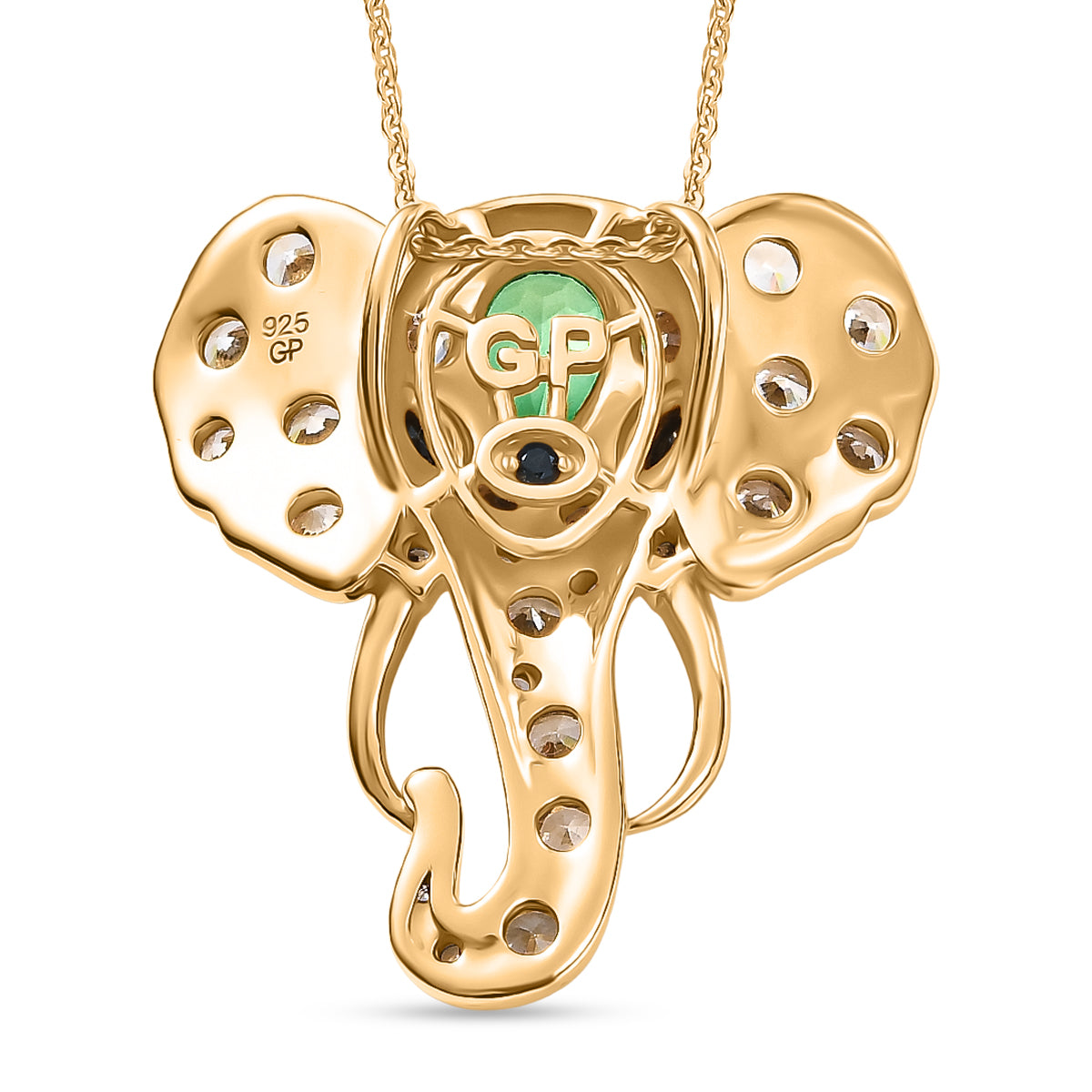 GP - Chartreuse Quarz, Weißer Zirkon Schmuckset ca. 50 cm 925 Silber 750 Gelbgold Vermeil ca. 2.67 ct