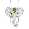 GP - Chartreuse Quarz, Weißer Zirkon Schmuckset ca. 50 cm 925 Silber rhodiniert, 925 Silber Rhodiniert und 750 Gelbgold Vermeil ca. 2.66 ct