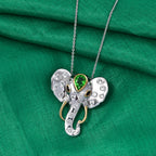 GP - Chartreuse Quarz, Weißer Zirkon Schmuckset ca. 50 cm 925 Silber rhodiniert, 925 Silber Rhodiniert und 750 Gelbgold Vermeil ca. 2.66 ct