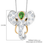 GP - Chartreuse Quarz, Weißer Zirkon Schmuckset ca. 50 cm 925 Silber rhodiniert, 925 Silber Rhodiniert und 750 Gelbgold Vermeil ca. 2.66 ct