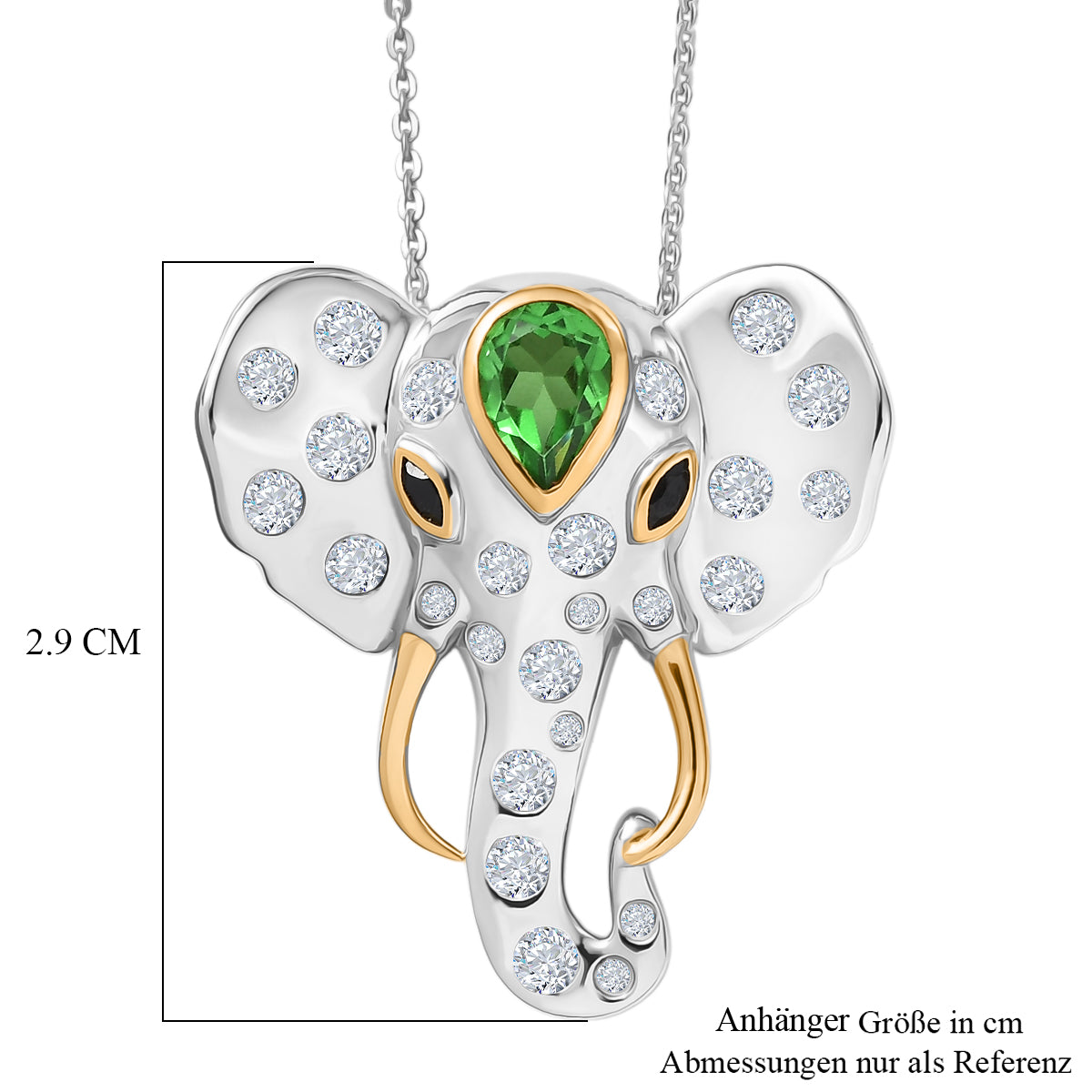 GP - Chartreuse Quarz, Weißer Zirkon Schmuckset ca. 50 cm 925 Silber rhodiniert, 925 Silber Rhodiniert und 750 Gelbgold Vermeil ca. 2.66 ct