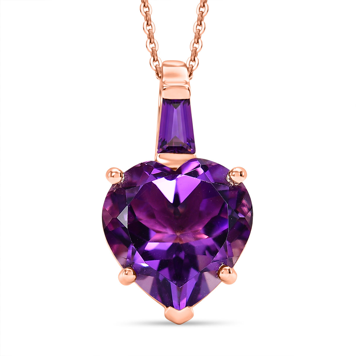 GP - AA Rose De France Amethyst, Afrikanischer Amethyst Schmuckset ca. 50 cm 925 Silber 750 Roségold Vermeil ca. 6.31 ct