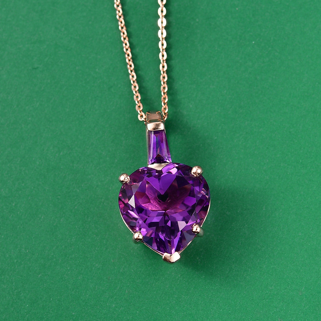 GP - AA Rose De France Amethyst, Afrikanischer Amethyst Schmuckset ca. 50 cm 925 Silber 750 Roségold Vermeil ca. 6.31 ct