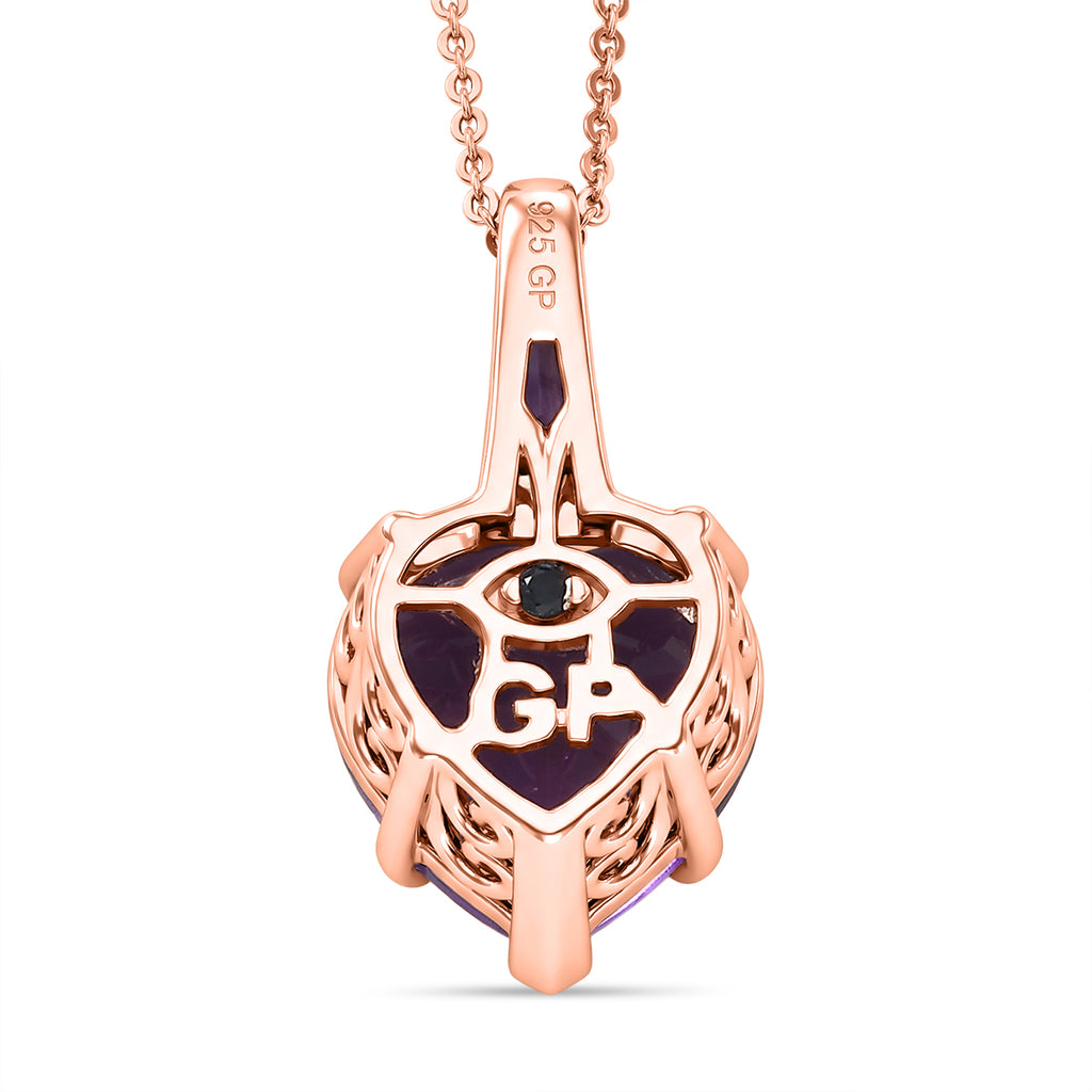 GP - AA Rose De France Amethyst, Afrikanischer Amethyst Schmuckset ca. 50 cm 925 Silber 750 Roségold Vermeil ca. 6.31 ct