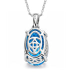 D'Joy AAA Schweizer Blautopas (Oval 14x10mm) Anhänger mit Kette, ca. 50 cm 925 Silber rhodiniert ca. 7.00 ct