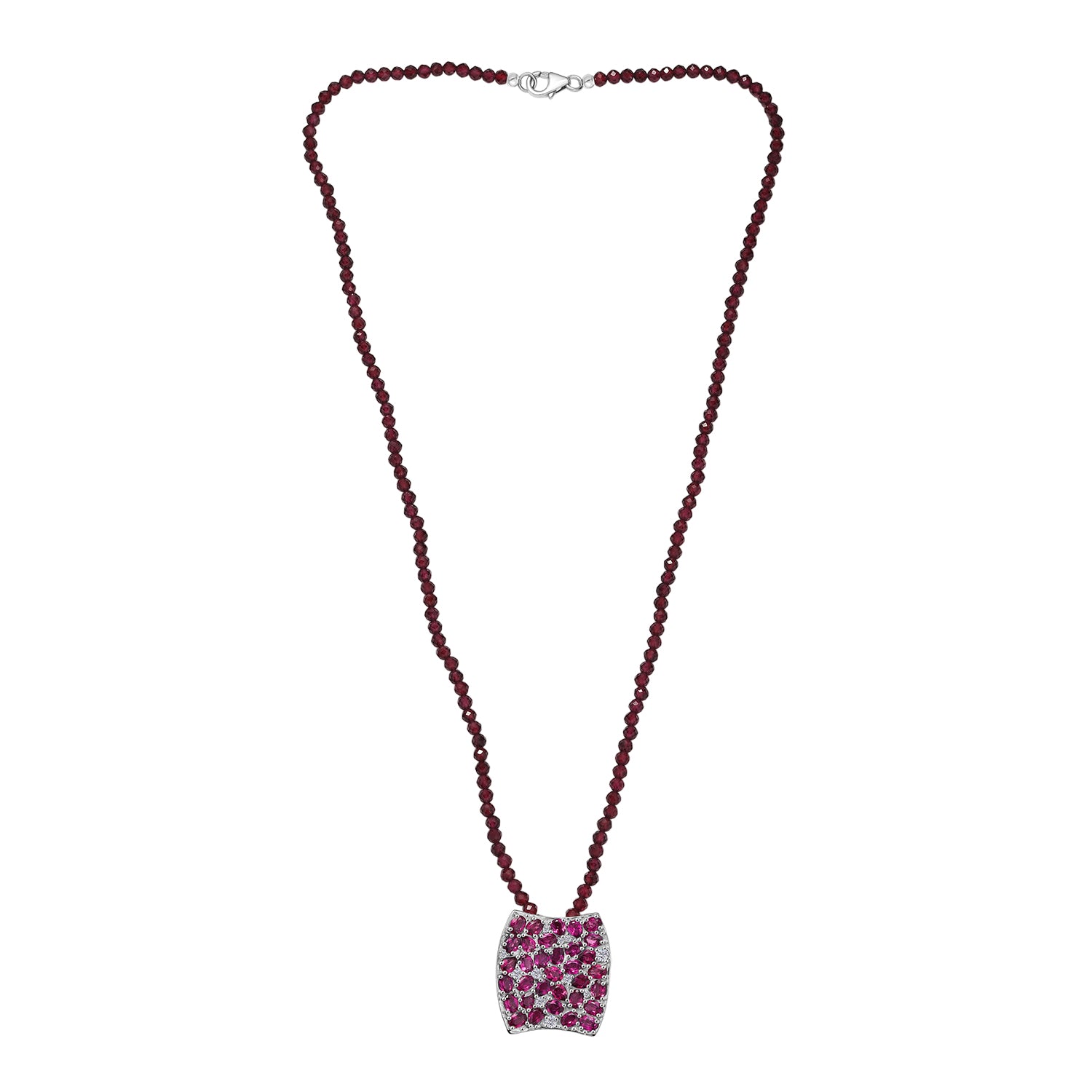 D'Joy Natürlicher Rhodolith Granat Schmuckset ca. 50 cm 925 Silber rhodiniert ca. 51,52 ct.