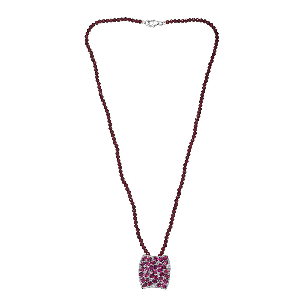 D'Joy Natürlicher Rhodolith Granat Schmuckset ca. 50 cm 925 Silber rhodiniert ca. 51,52 ct.
