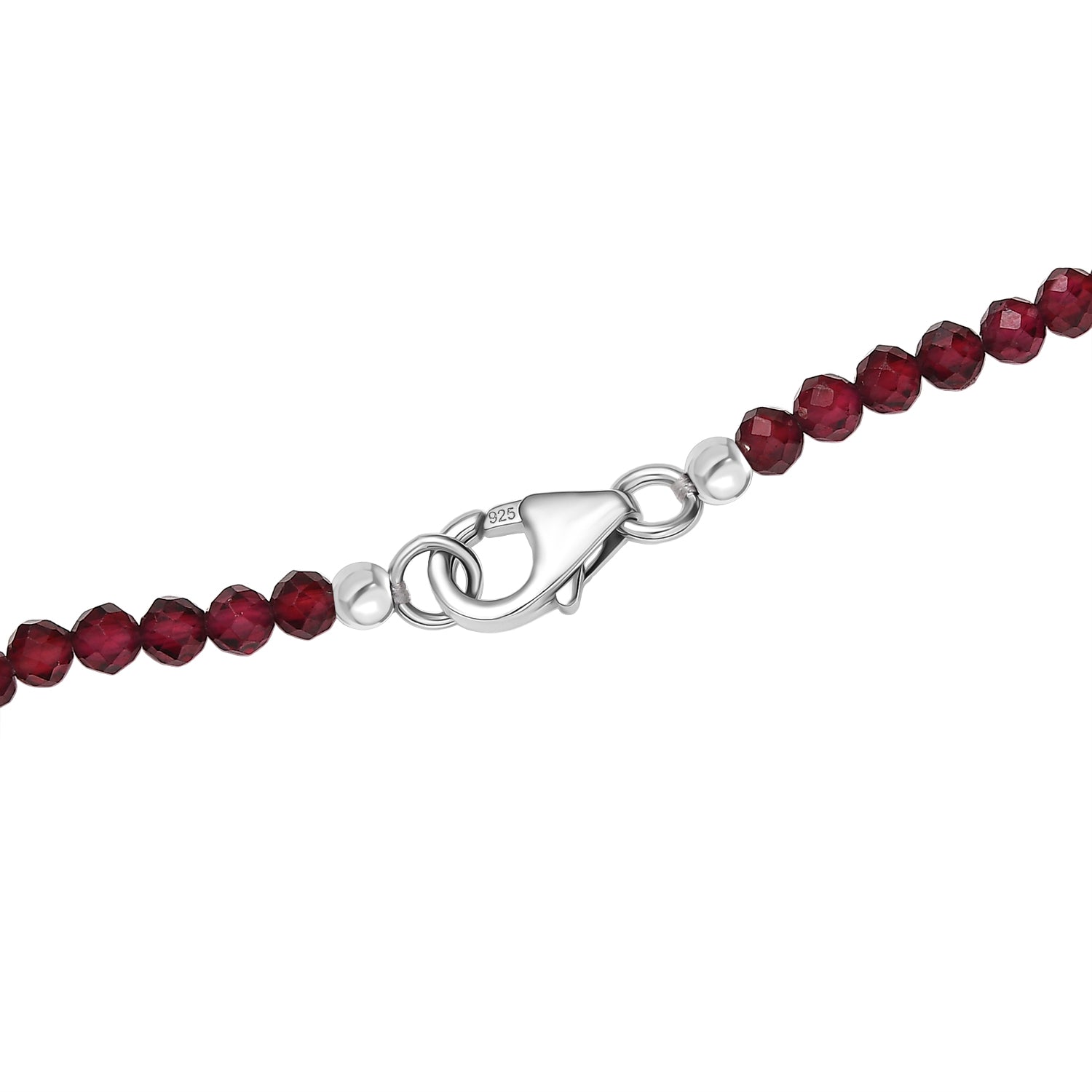 D'Joy Natürlicher Rhodolith Granat Schmuckset ca. 50 cm 925 Silber rhodiniert ca. 51,52 ct.