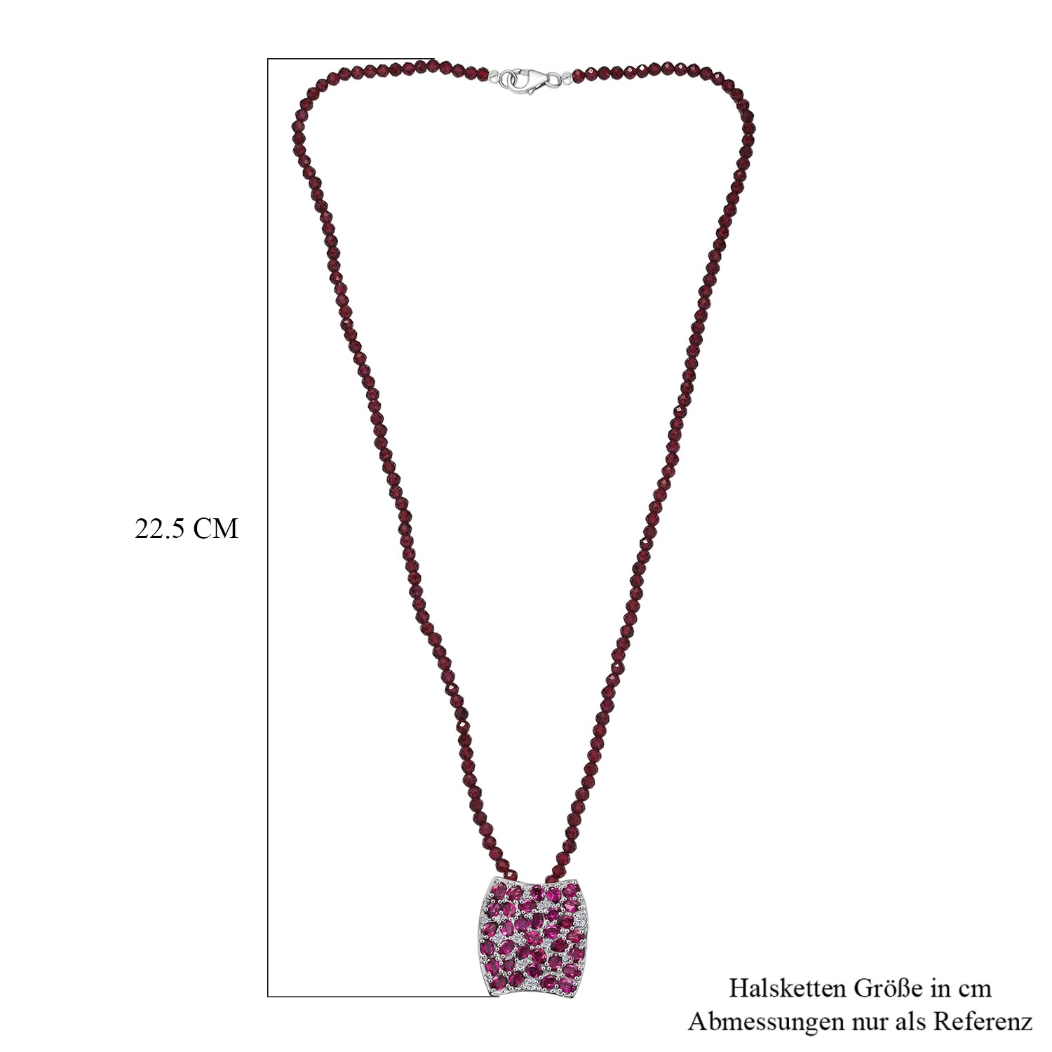 D'Joy Natürlicher Rhodolith Granat Schmuckset ca. 50 cm 925 Silber rhodiniert ca. 51,52 ct.